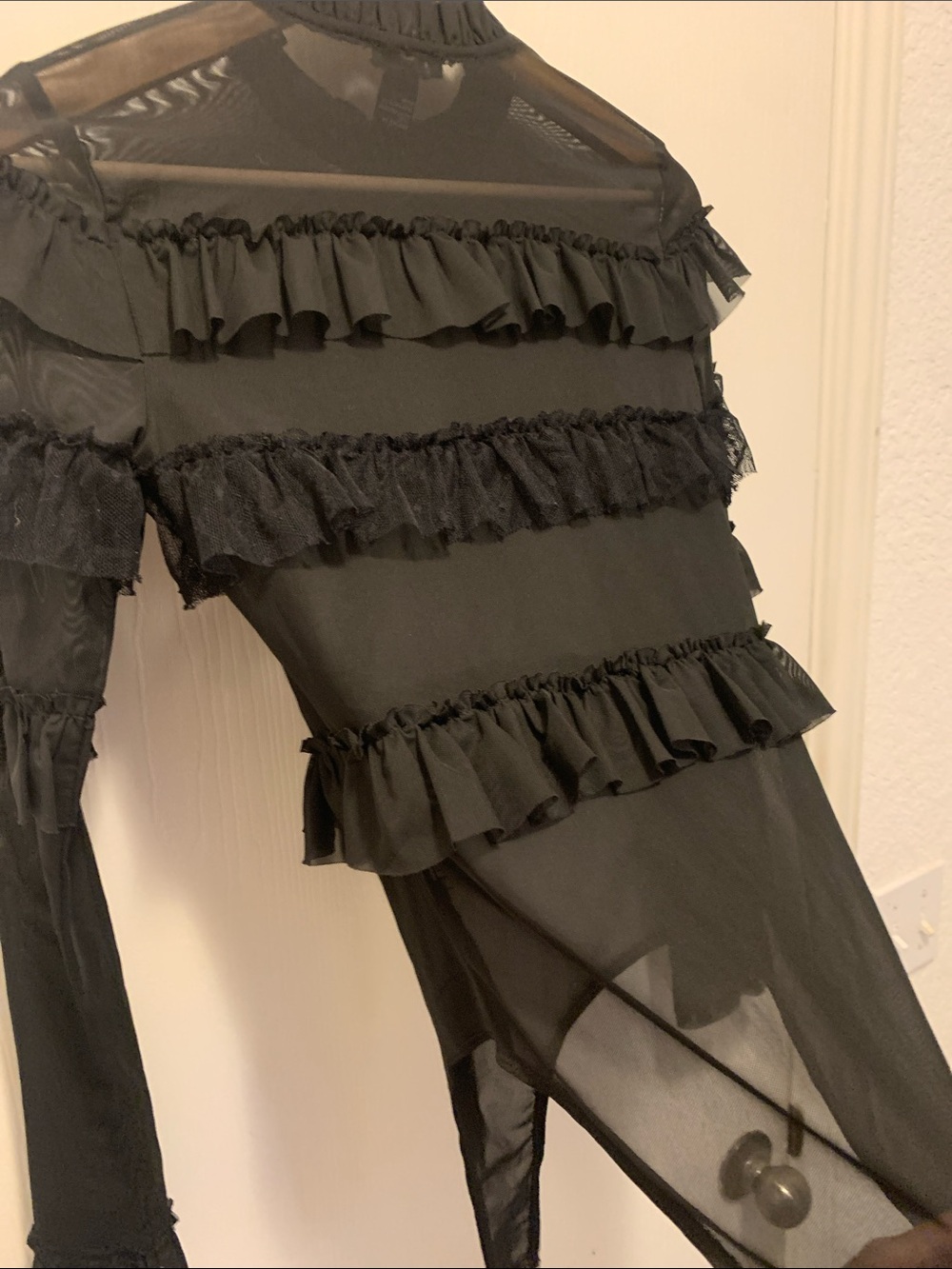 Forever 21 Black Sheer Ruffle Top - Picture 7 of 8